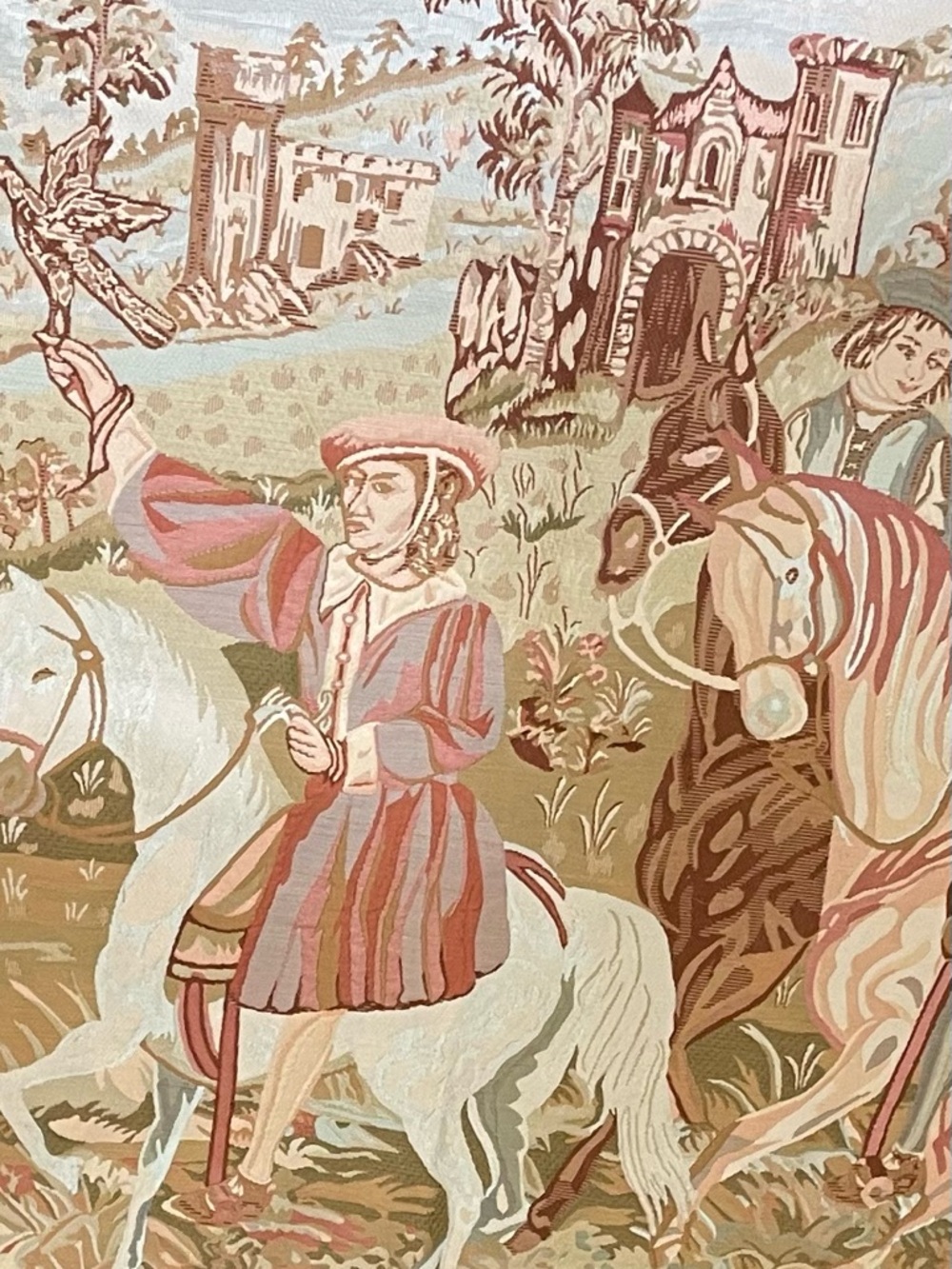Classic Tapestry Wall Art in Cream, Pink and Brown